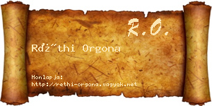 Réthi Orgona névjegykártya